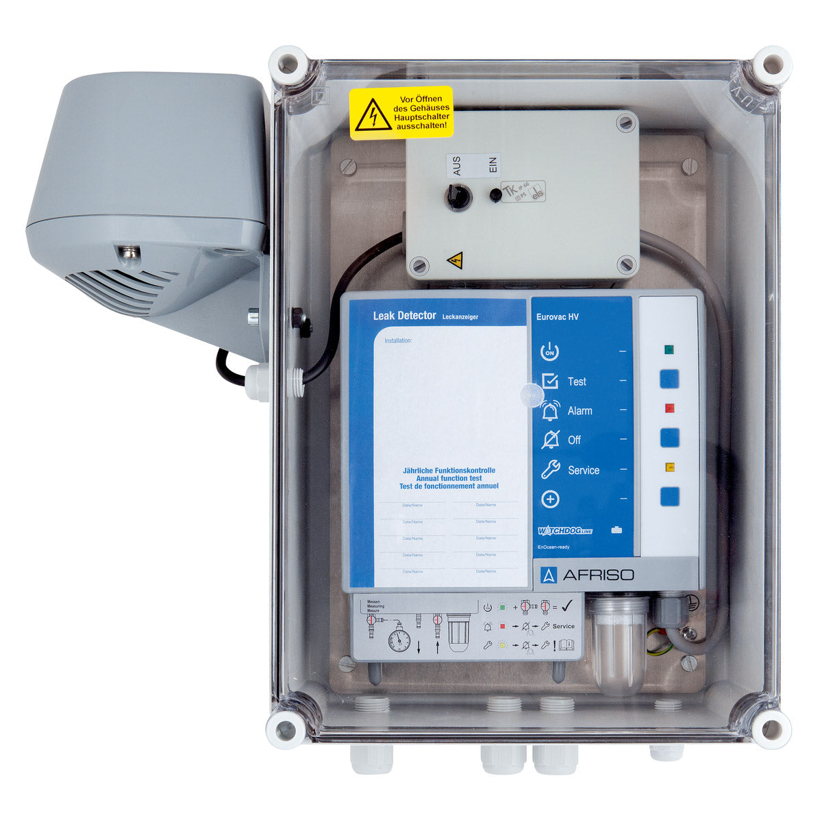 Unterdruck-Leckanzeiger Eurovac HV im Schutzkasten mit Außenhupe