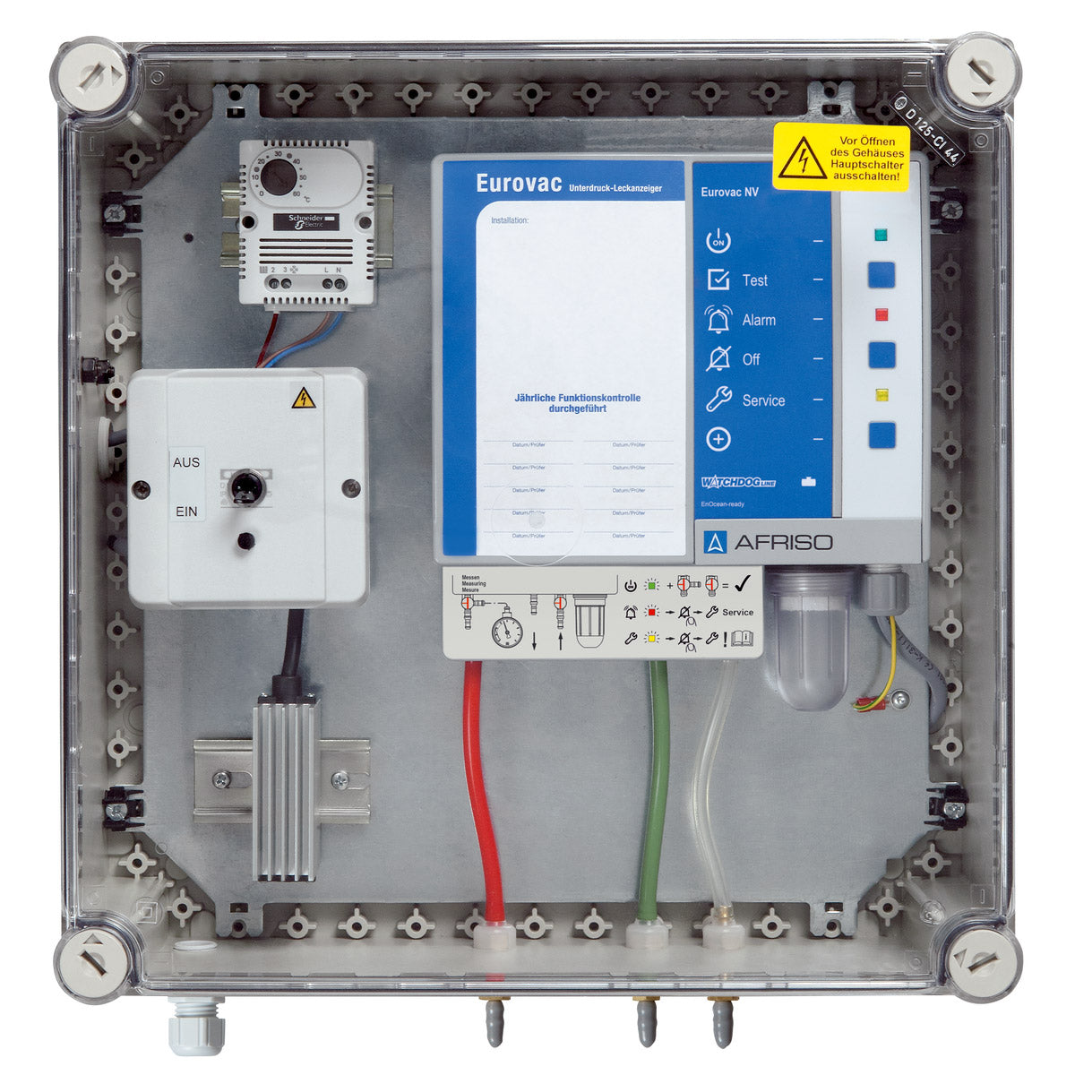 Unterdruck-Leckanzeiger Eurovac NV im Schutzkasten mit Heizung