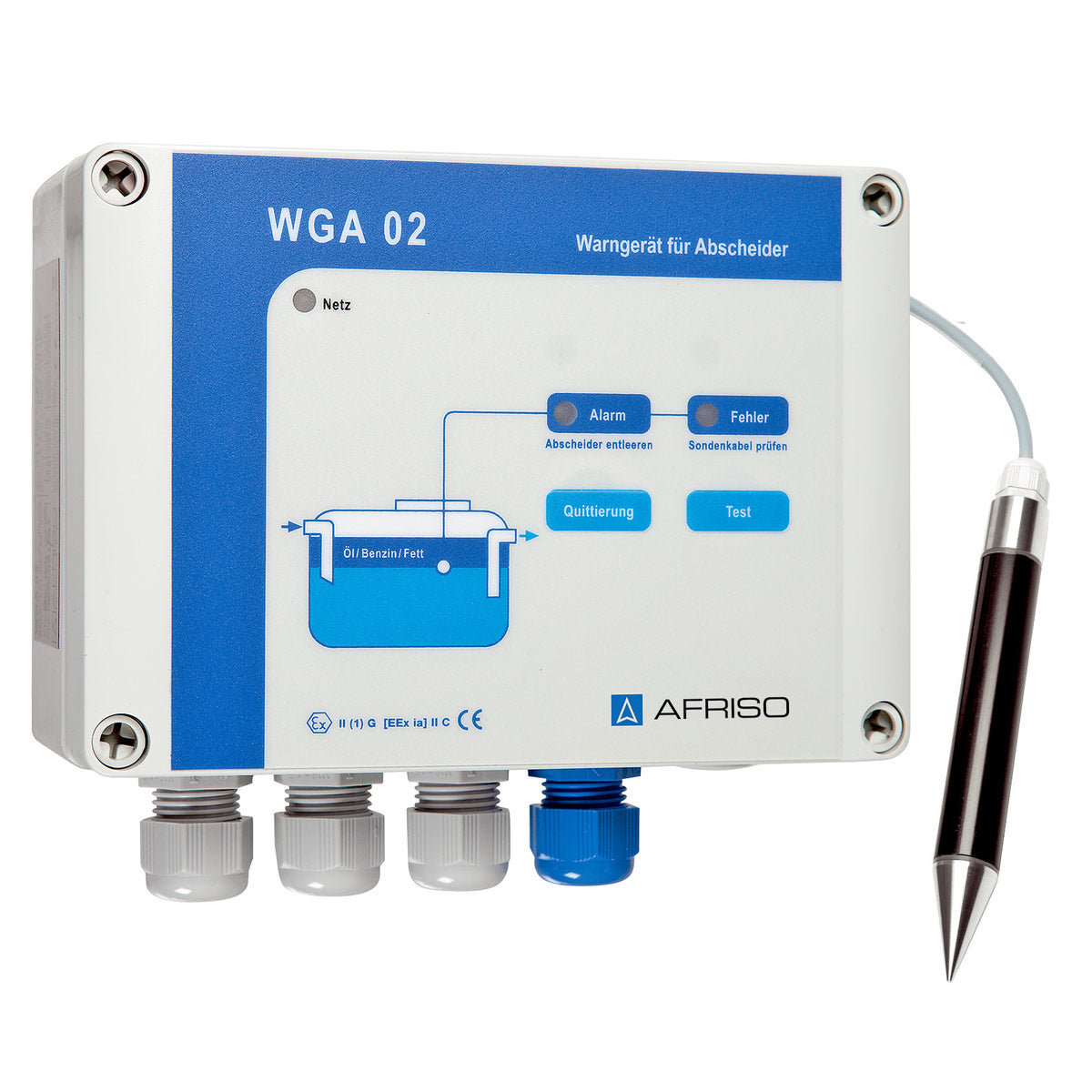 Abscheider-Warngerät WGA 02 mit konduktiver Sonde WGA-SD 03 (Schichtdicke Öl / Fett)