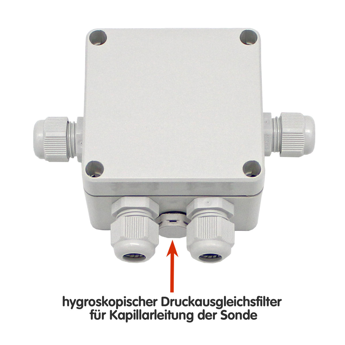 Feuchtraum Abzweigdose mit hygroskopischem Druckausgleichsfilter für 3 Tauchsonden