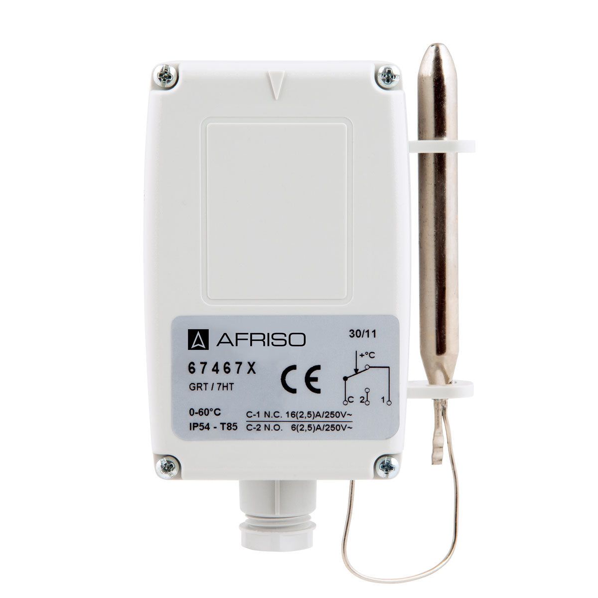 Gehäuse-Raumthermostat GRT/7HT mit innenliegender Verstellung, 0-55 °C (Art.-Nr.: 67467X)