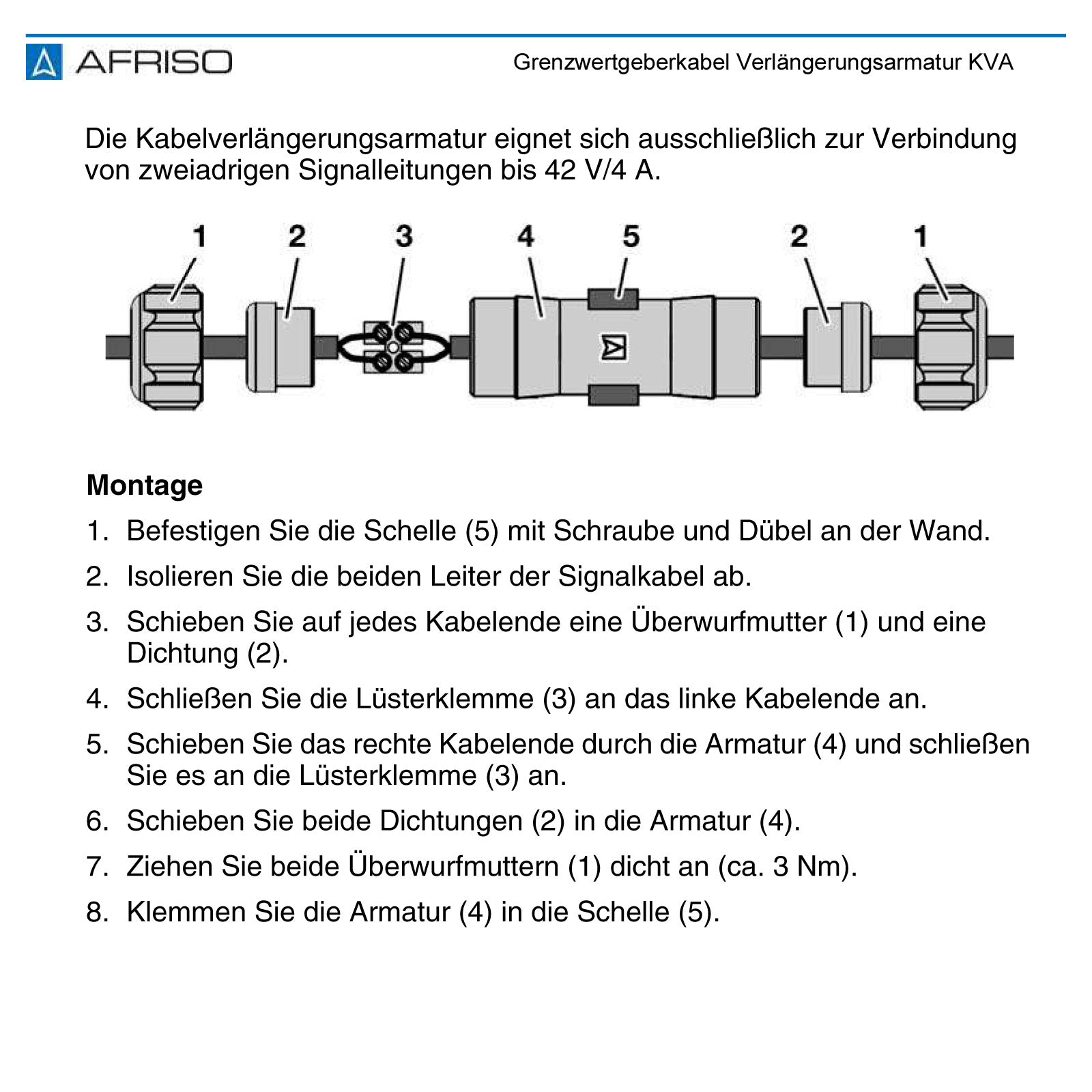 Kabelverlängerungsarmatur KVA Kurzbeschreibung