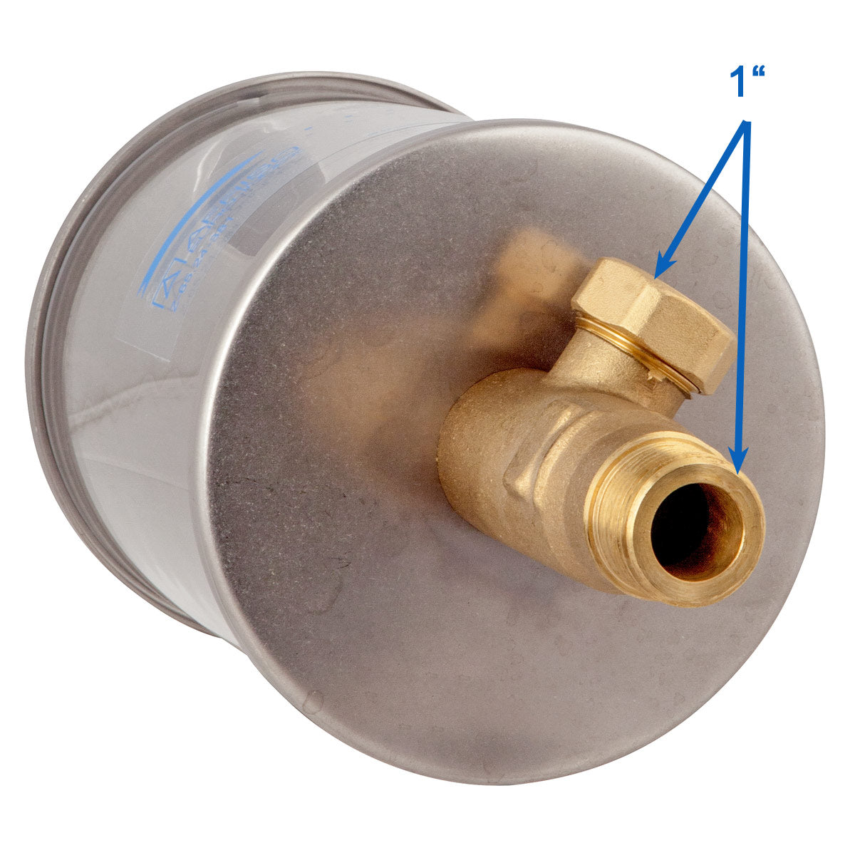 Leckanzeige-Sichtgerät LAS 39 mit Edelstahldeckel und Anschluss für Zusatzbehälter