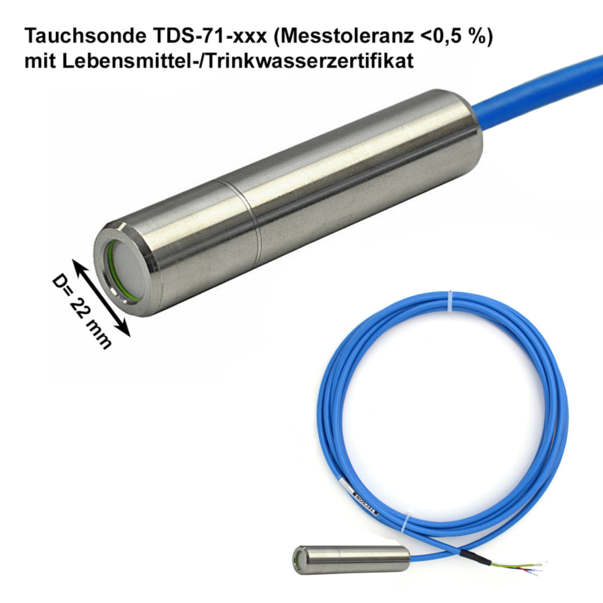 Hochwertige Tauchsonde-Pegelmesssonde TDS-71 für Brunnen, Lebensmittel, Trinkwasserzertifikat