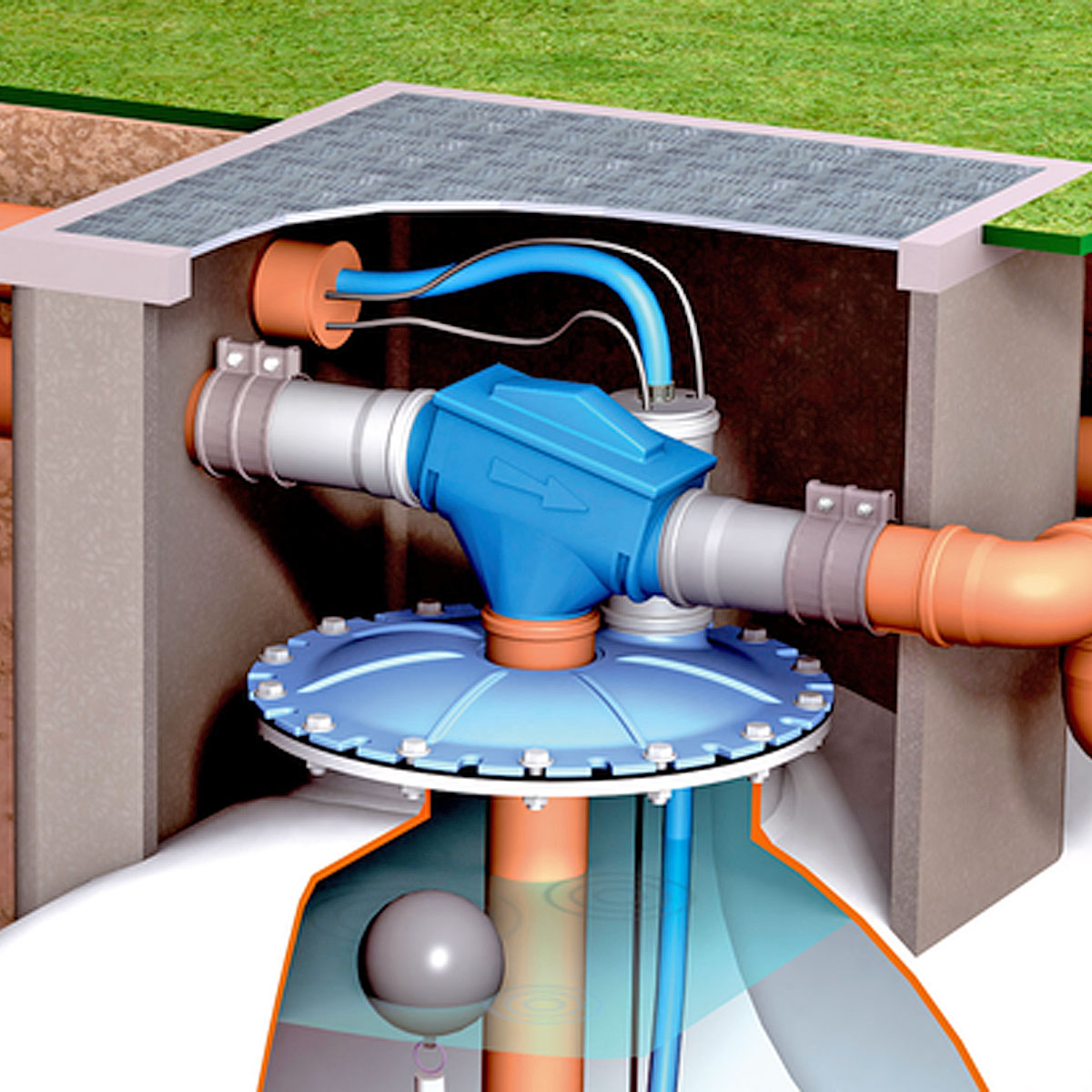 Erdtank-Umrüstdomdeckel für Regenwasser, eingebaut