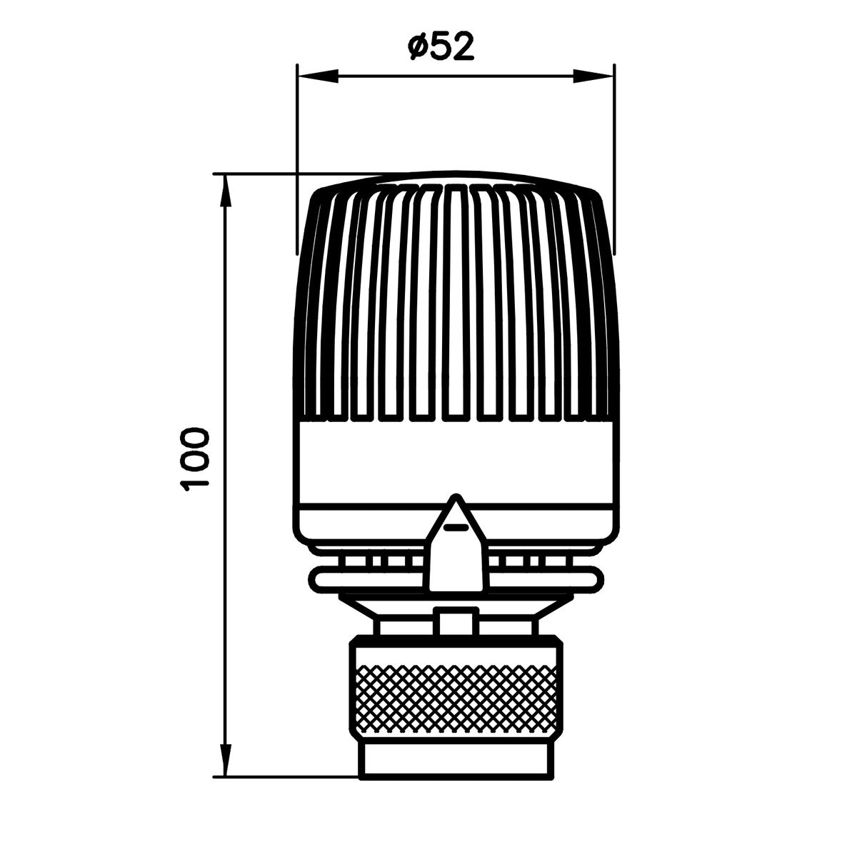 Abmessungen Thermostat-Regelkopf 323 KD mit Flüssigkeitsfühler, Danfoss- Klemmanschluss, kompatibel Baureihe RA