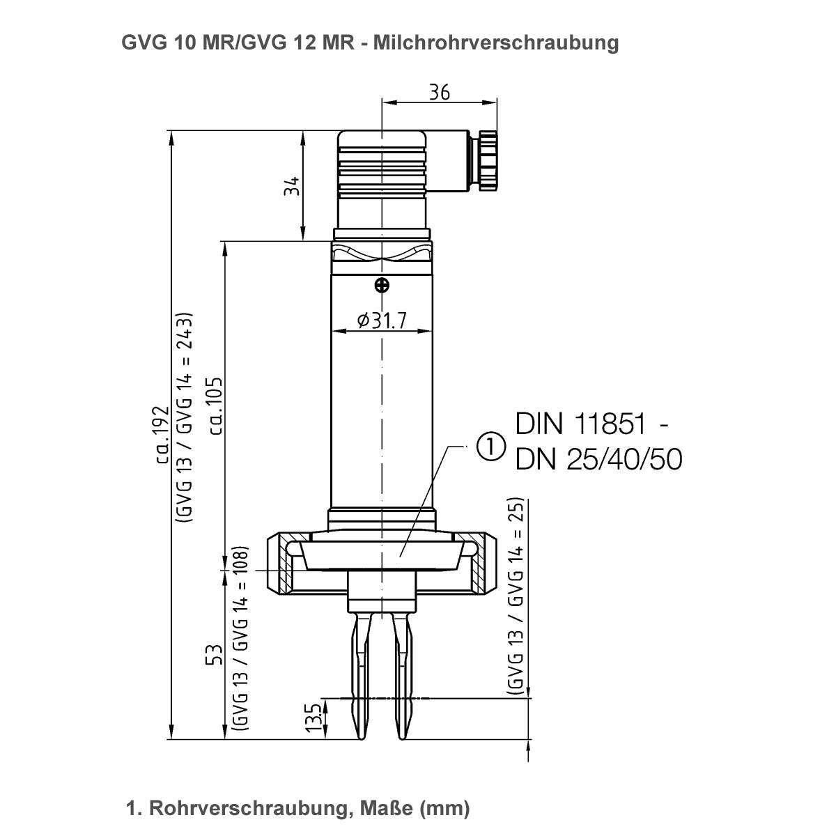 Technische Zeichnung des VibraFox GVG 10 und GVG 12.