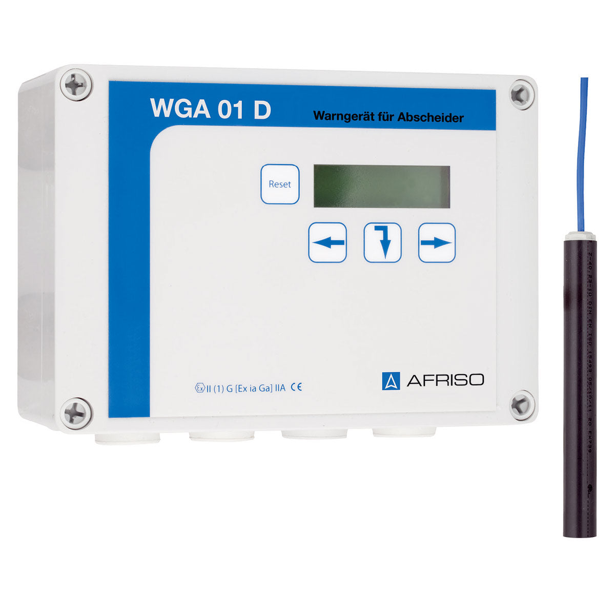 Abscheider-Warngerät WGA 01 D mit kapazitiver Sonde (WGA-ES4) zur Überwachung der Öl- bzw. Benzinschichtdicke
