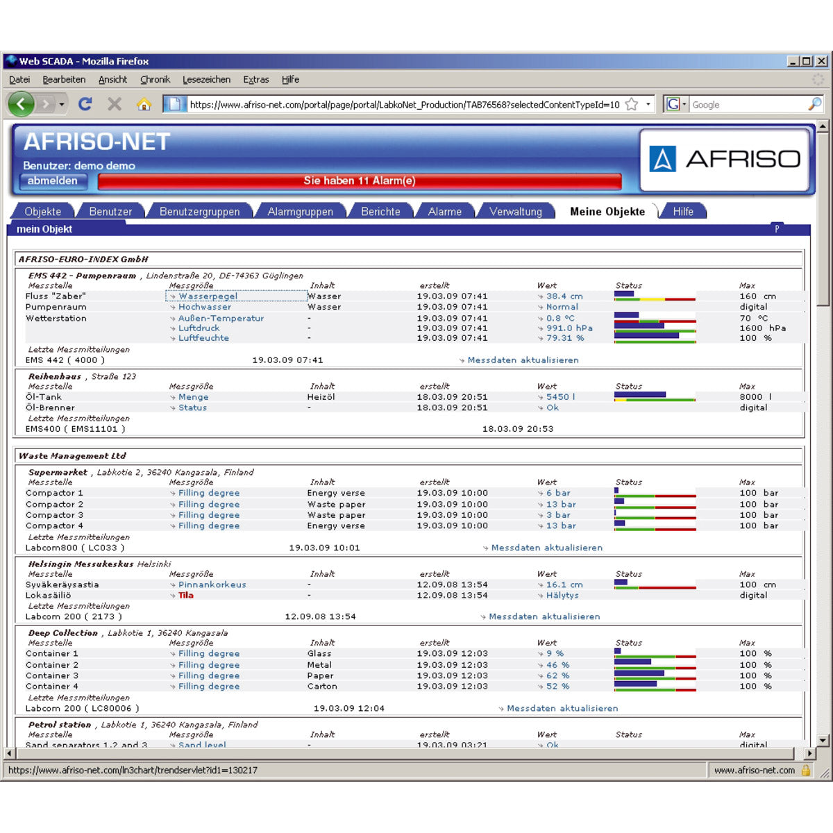 Musterkartei auf AFRISO-Netserver
