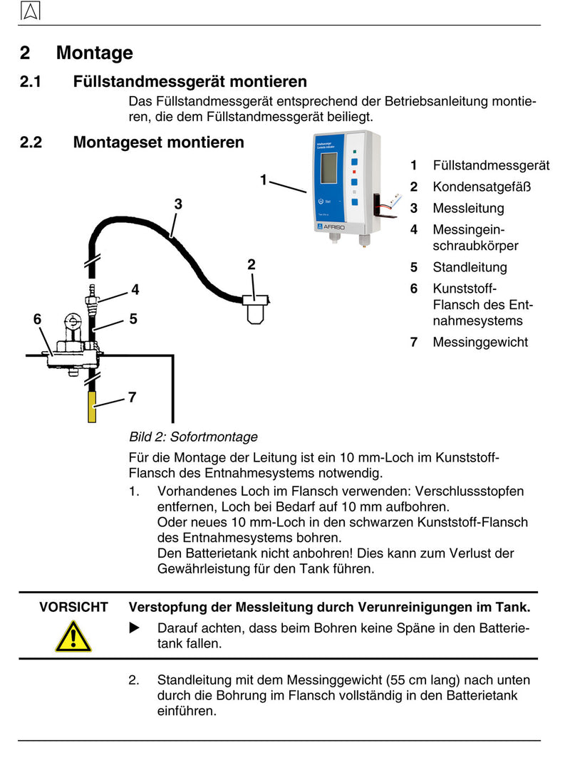 Einbauanleitung Montagesatz für Kunststoff-Batterietanks