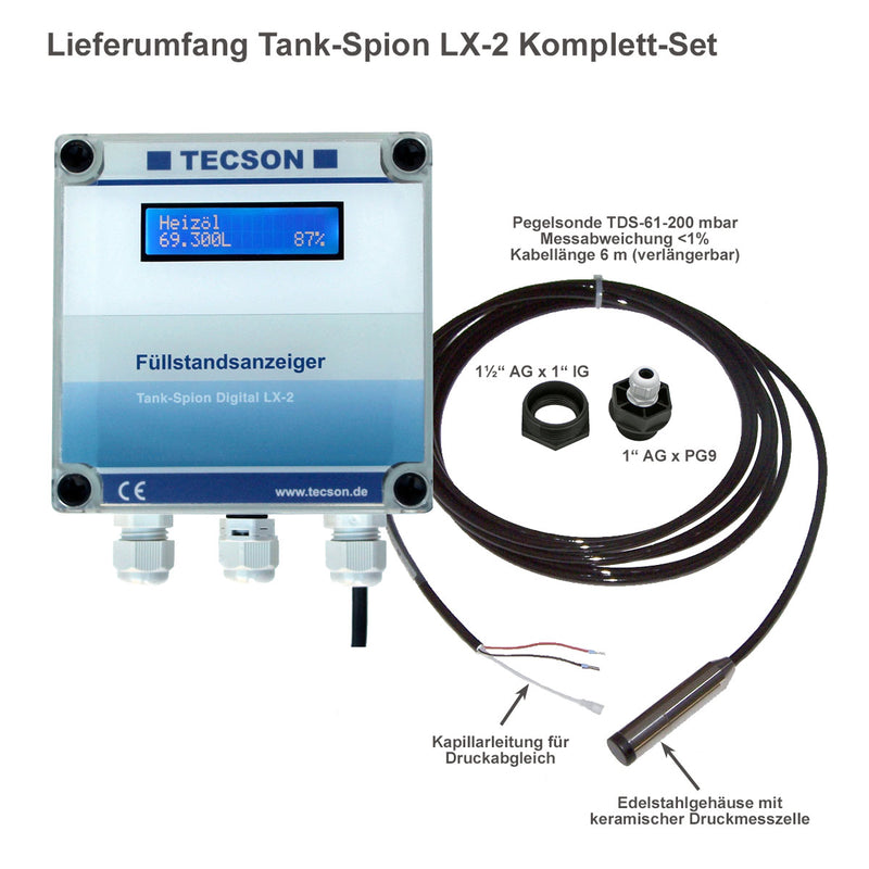 Tank-Spion Digital LX-2 - Komplett-Set mit Tauchsonde 200 mbar