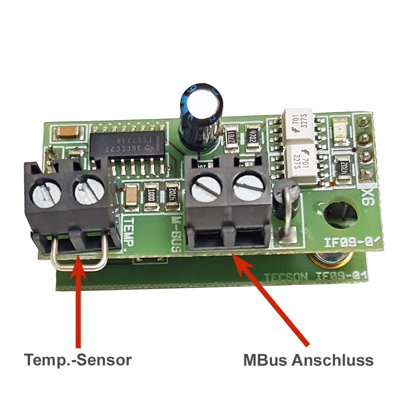Adapter mit MBus Ausgang und Temperatur-Messeingang für Tecson Füllstandmessgeräte