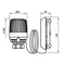 Abmessungen Thermostat-Regelkopf 323 FN mit Fernfühler (2m Kapillarrohr) und Abdeckung für GAMPPER Klemmanschluss